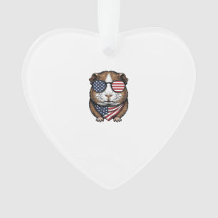 Patriotic Guinea Pig Vintage Engraving Ornament