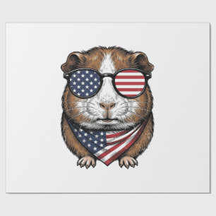 Patriotic Guinea Pig Vintage Engraving Wrapping Paper