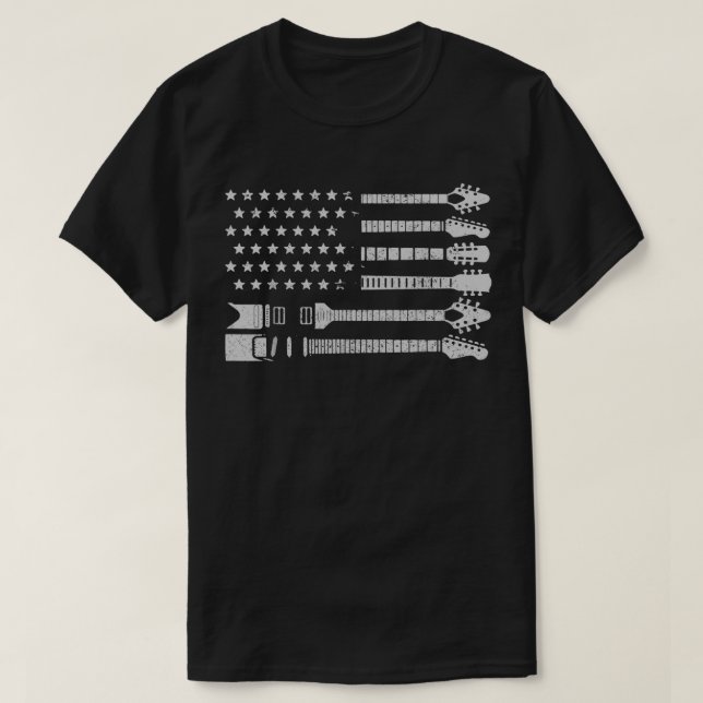 Patriotic Guitar Player Gift American Flag Guitari T-Shirt (Design Front)
