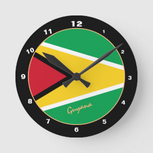 Patriotic Guyana Flag, Guyana trendy Home / design Round Clock