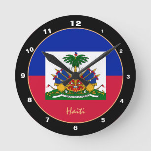 Patriotic Haitian Flag, Haiti trendy Home / design Round Clock