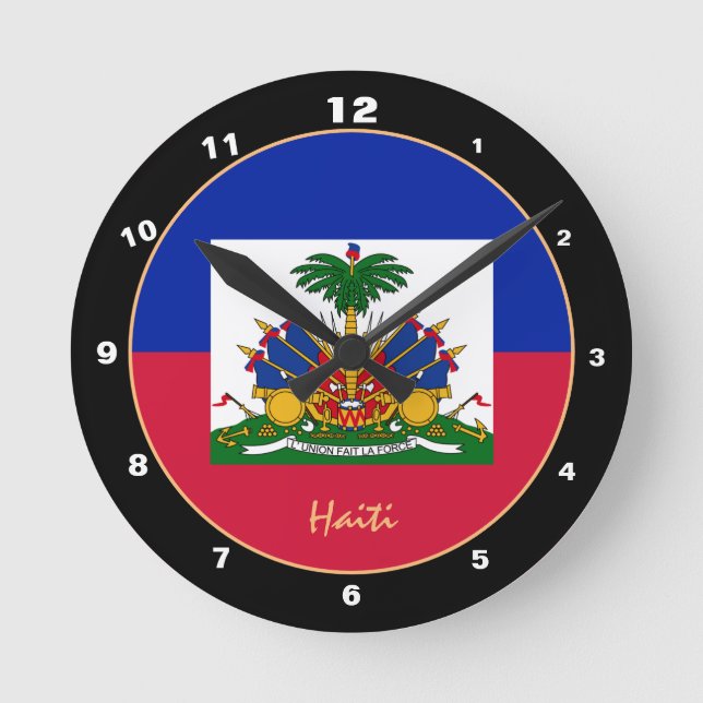 Patriotic Haitian Flag, Haiti trendy Home / design Round Clock (Front)