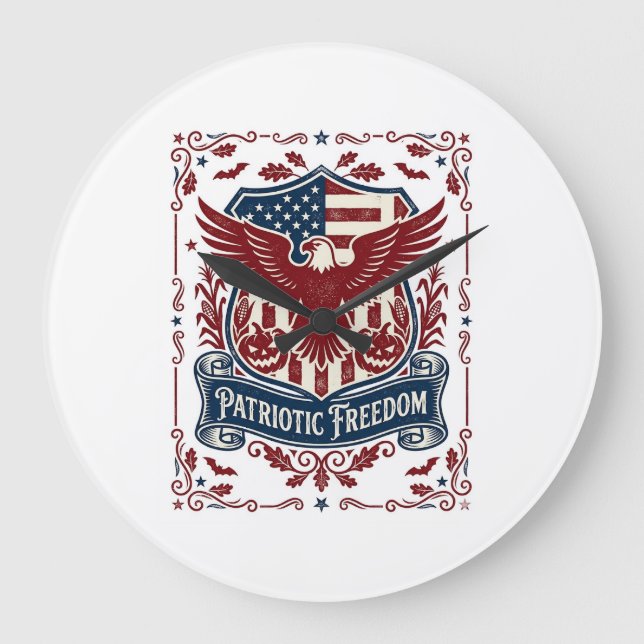 Patriotic Halloween Vector Graphic Tee Large Clock (Front)