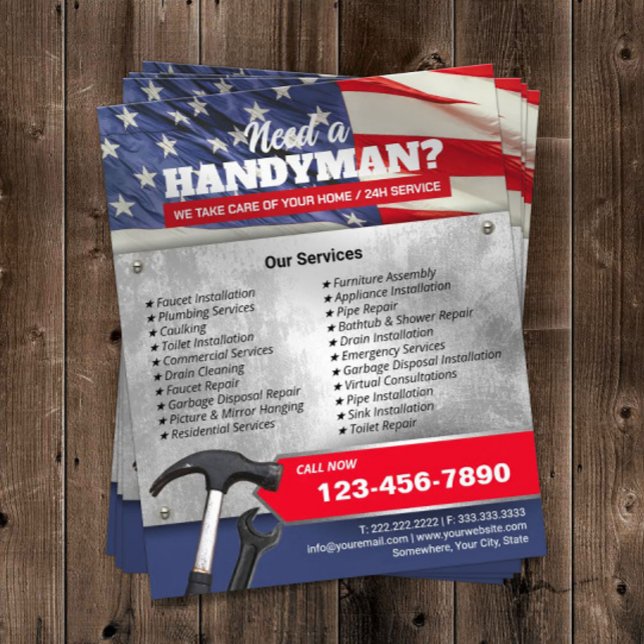 Patriotic Handyman Repair & Maintenance Service  Flyer (Creator Uploaded)