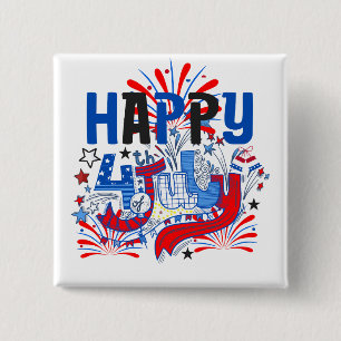 Patriotic Happy 4th of July Celebration Design 15 Cm Square Badge