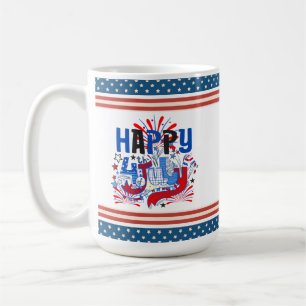 Patriotic Happy 4th of July Celebration Design Coffee Mug