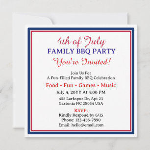 Patriotic Happy 4th of July Celebration Design Invitation