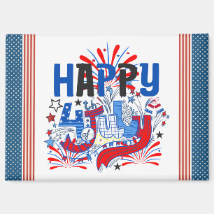 Patriotic Happy 4th of July Celebration Design Magnet