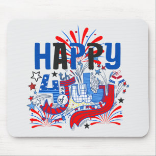 Patriotic Happy 4th of July Celebration Design Mouse Pad