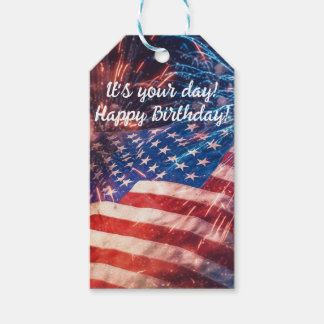 Patriotic Happy Birthday Gift Tags