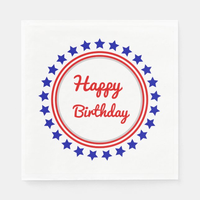 Patriotic  Happy Birthday Napkin (Front)
