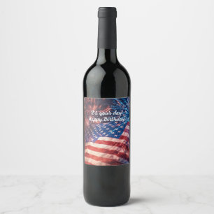 Patriotic Happy Birthday Wine Label