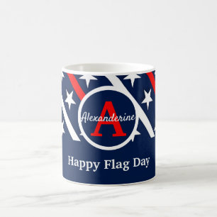 Patriotic Happy Flag day Red White and Blue stripe Coffee Mug