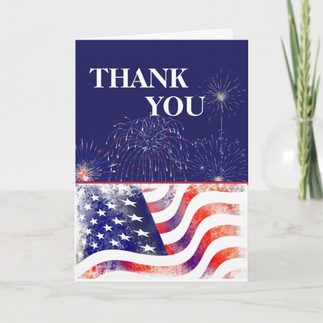 Patriotic Happy Veteran Day Thank You Card (Front)