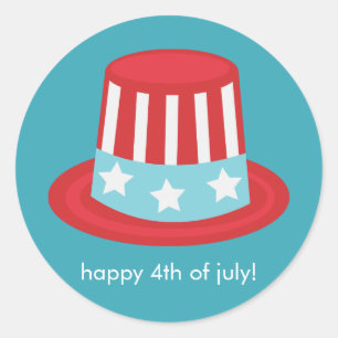 Patriotic Hat 4th of July Celebration Classic Round Sticker