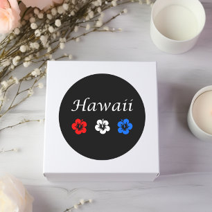 Patriotic Hawaii Aloha Red White Blue Flowers Classic Round Sticker