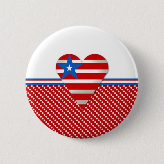 Patriotic Heart 6 Cm Round Badge (Front)