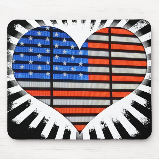 Patriotic Heart American Flag Mouse Pad (Front)