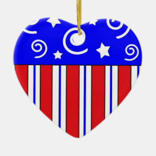 Patriotic Heart Christmas Ornament