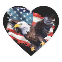 Patriotic Heart Eagle Flag Vinyl Laptop Decal