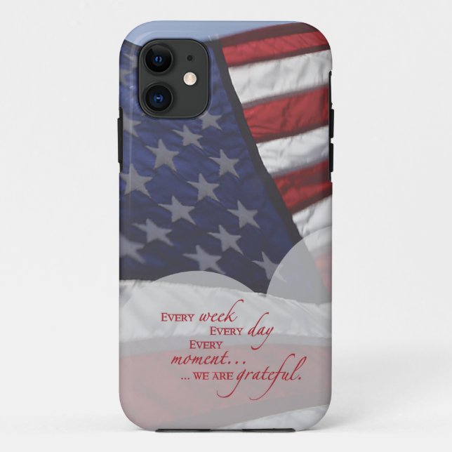 Patriotic Heart Flag, Military Appreciation Case-Mate iPhone Case (Back)