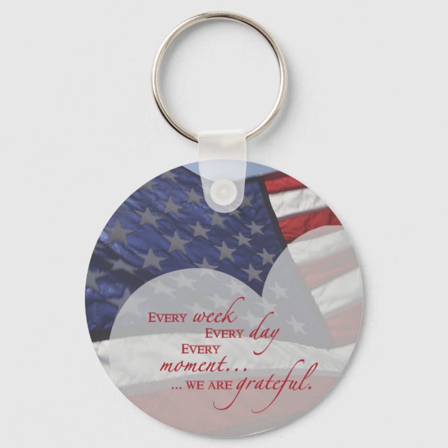 Patriotic Heart Flag, Military Appreciation Key Ring (Front)