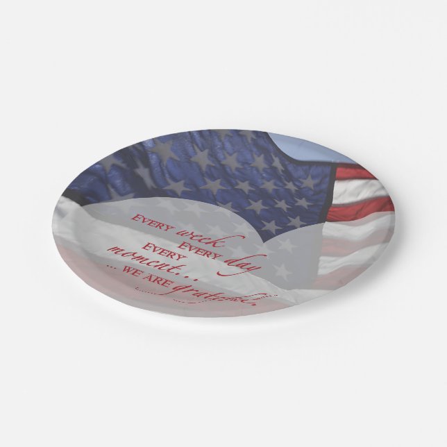 Patriotic Heart Flag, Military Appreciation Paper Plate (Angled)