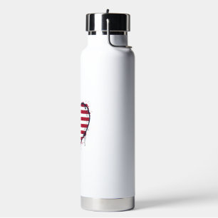 Patriotic Heart Floral Vintage Engraving Design_1 Water Bottle