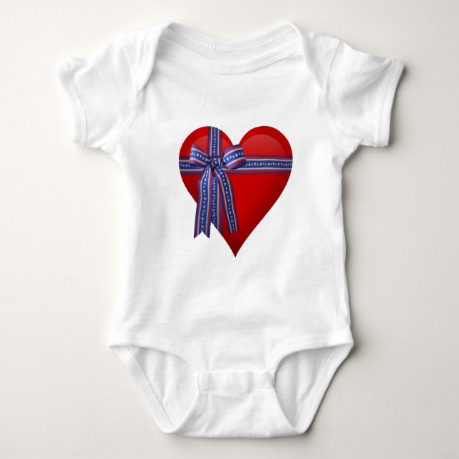 Patriotic Heart graphic Baby Bodysuit (Front)