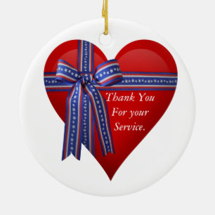 Patriotic Heart graphic Ceramic Tree Decoration