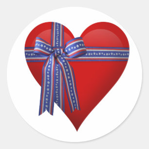 Patriotic Heart graphic Classic Round Sticker