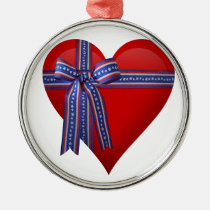 Patriotic Heart graphic Metal Ornament