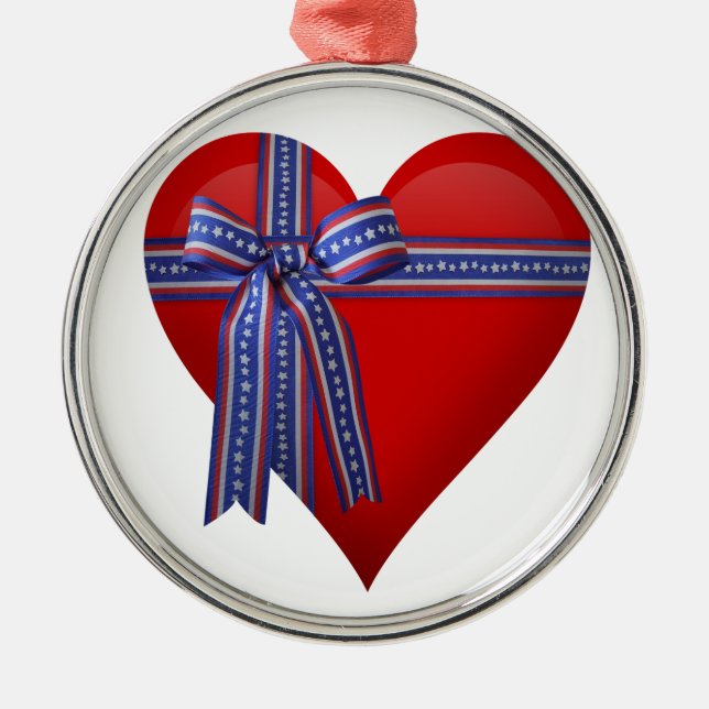 Patriotic Heart graphic Metal Ornament (Front)