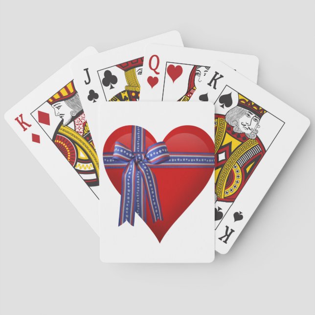 Patriotic Heart graphic Playing Cards (Back)
