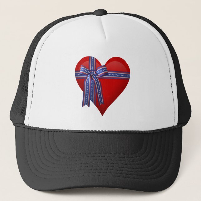 Patriotic Heart graphic Trucker Hat (Front)