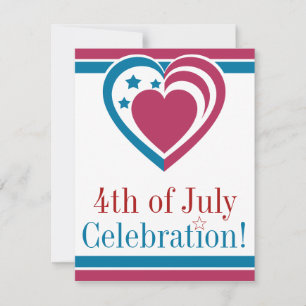 Patriotic Heart - July 4th Invitation