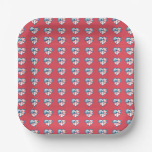 Patriotic Heart Paper Plate