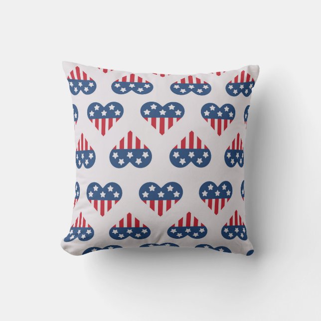 Patriotic Heart Pattern Cushion (Front)