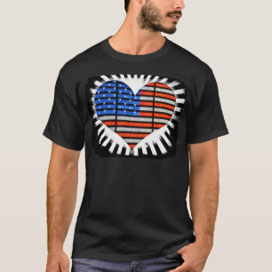 Patriotic Heart Shaped American Flag T-Shirt