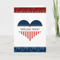 Patriotic Heart Welcome Home Blank Greeting Card