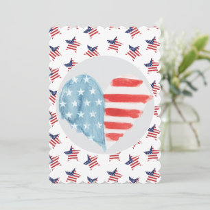 Patriotic Heart with American Flag Design Holiday Card