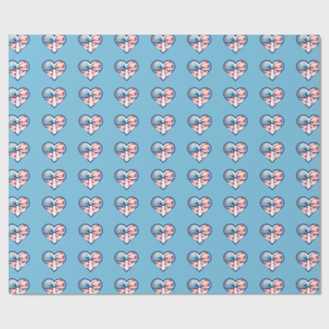 Patriotic Heart Wrapping Paper (Flat)