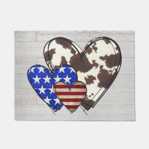 Patriotic hearts doormat
