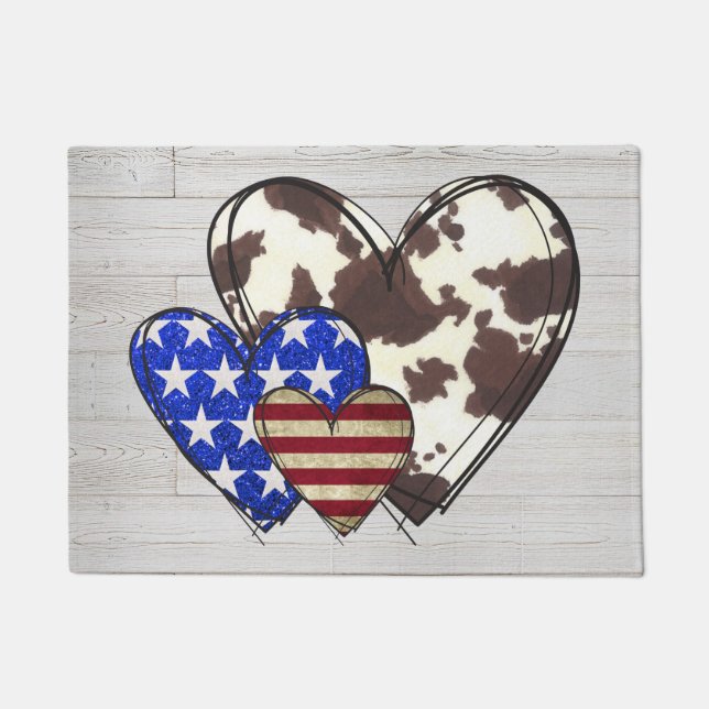 Patriotic hearts doormat (Front)