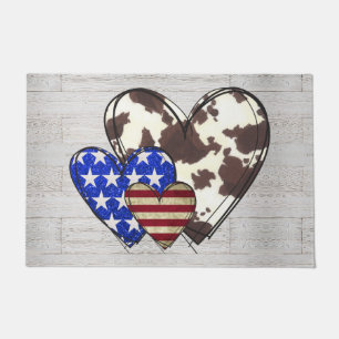 Patriotic hearts doormat