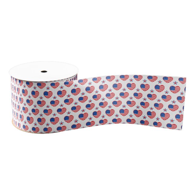Patriotic Hearts Grosgrain Ribbon (Spool)