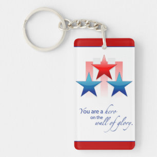 Patriotic Hero Wall of Glory, Thank You Military Key Ring