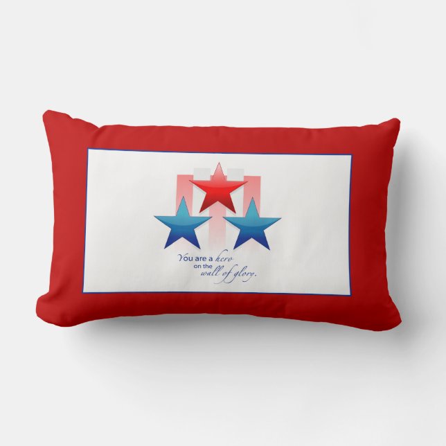 Patriotic Hero Wall of Glory, Thank You Military Lumbar Cushion (Front)
