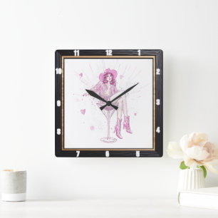 Patriotic High Heel Fashion Square Wall Clock