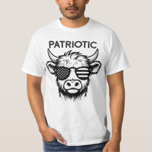 Patriotic Highland Cow, 4th of July T-Shirt